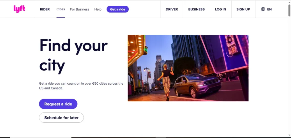 City Rider By Lyft Homepage